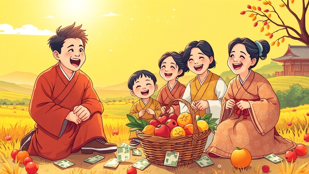 추석 지원금 지급 시기 및 사용처 (cartoon 스타일)