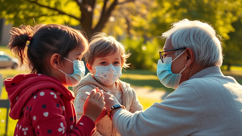 접종 대상 및 무료 접종 안내 (realistic 스타일)