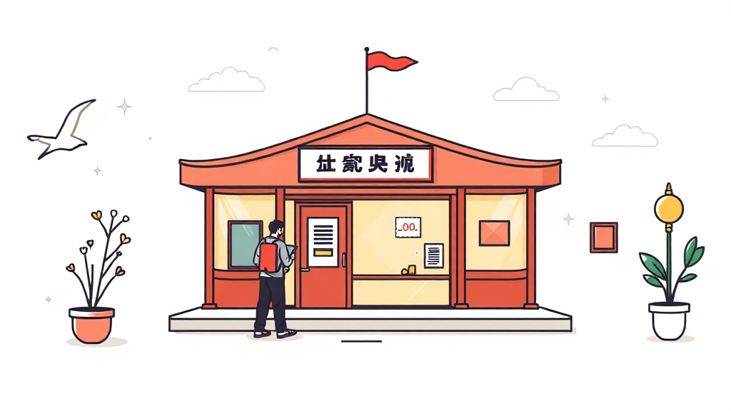 온라인 신청 후 방문 수령 (illustration 스타일)