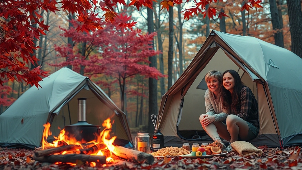 가을 캠핑의 매력 (realistic 스타일)