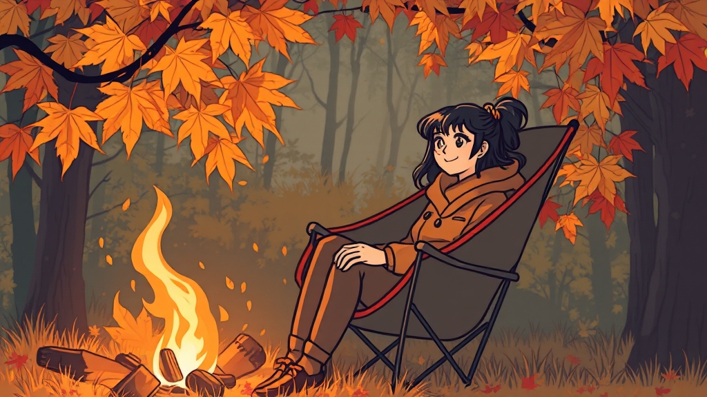 가을 캠핑 필수 의류 및 방한 용품 (illustration 스타일)