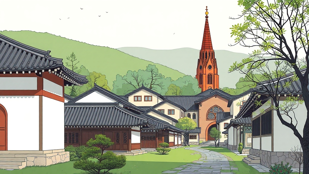 전주 한옥마을 필수 코스: 인생샷 명소, 맛집, 한복 대여, 주차 꿀팁 총정리 3 역사 명소 탐방 코스 (illustration 스타일)