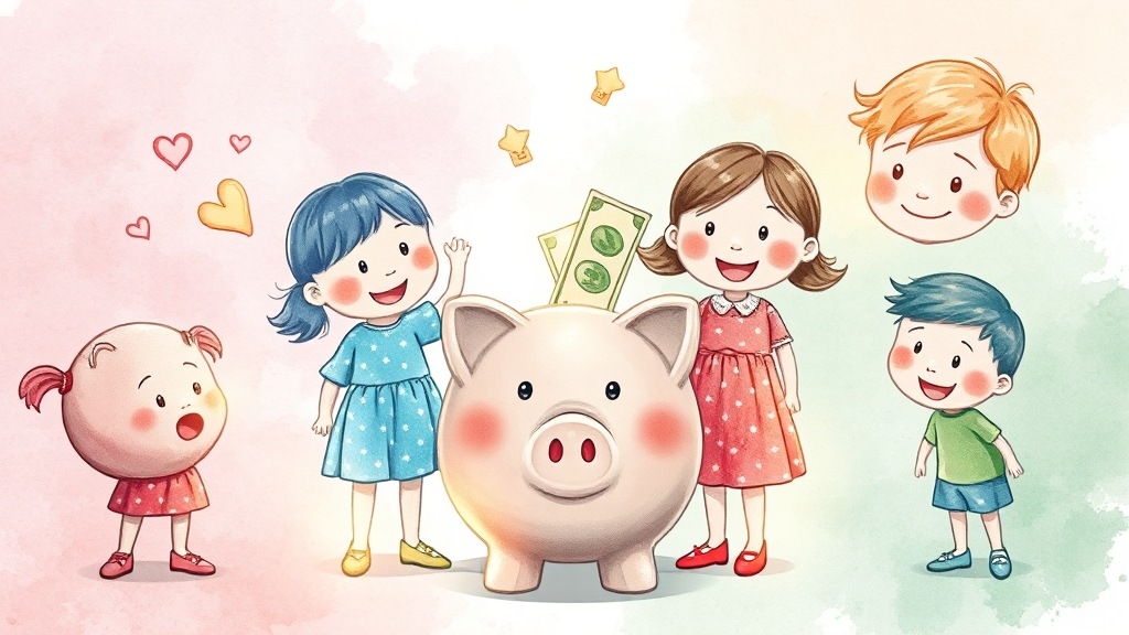 현영의 자녀 경제 교육 비법: 돈 성향 파악부터 주식 투자까지! 3 아이 돈 성향 파악 및 지도 (watercolor 스타일)