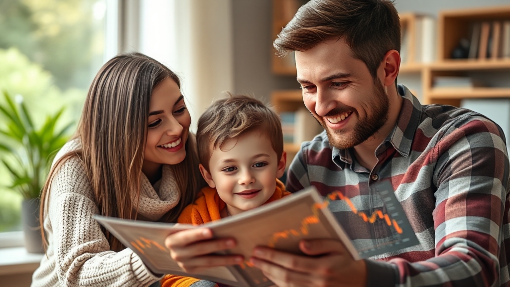 자녀 주식 투자 교육 시작 (realistic 스타일)