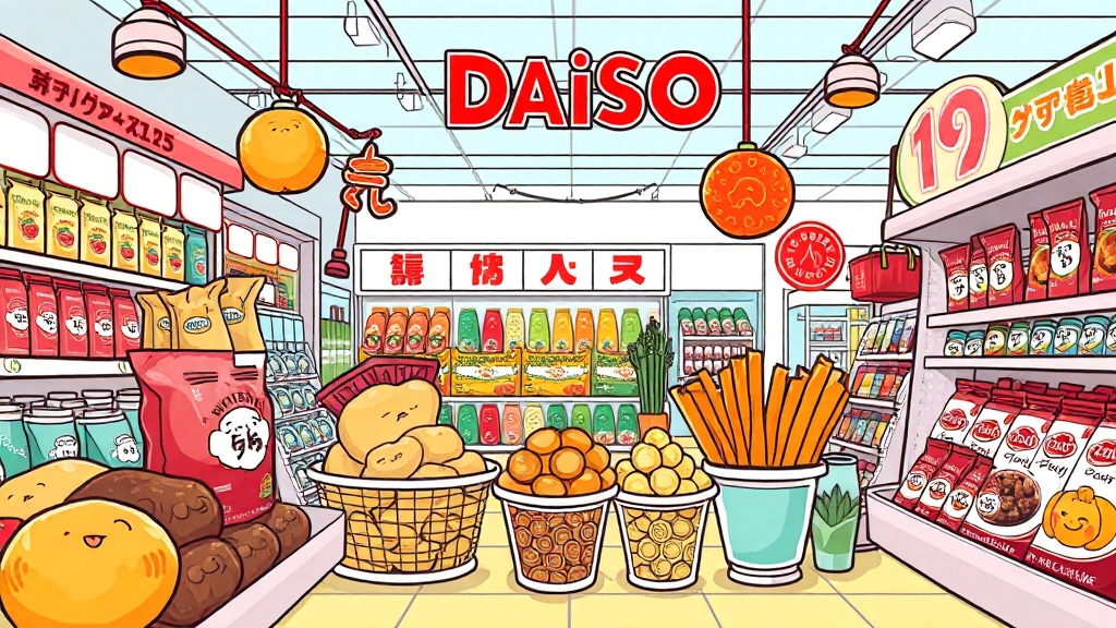 다이소 추천 간식 & 먹거리 (illustration 스타일)