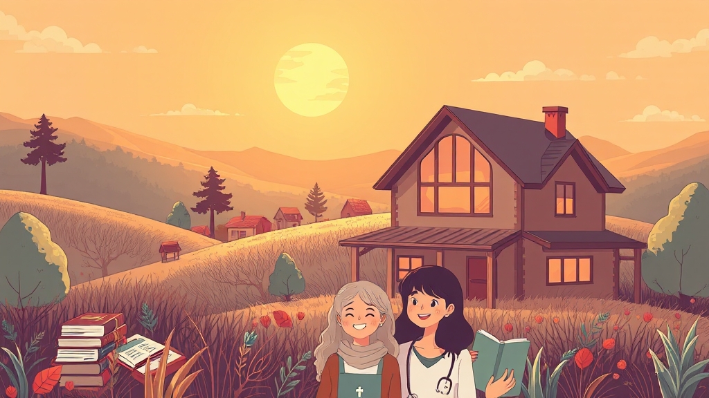 교육, 의료, 주거 지원 확대 (illustration 스타일)