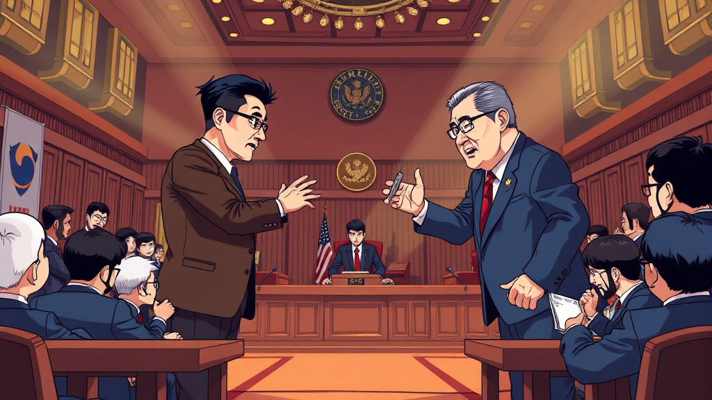 수사 결과 법적 판단 (cartoon 스타일)