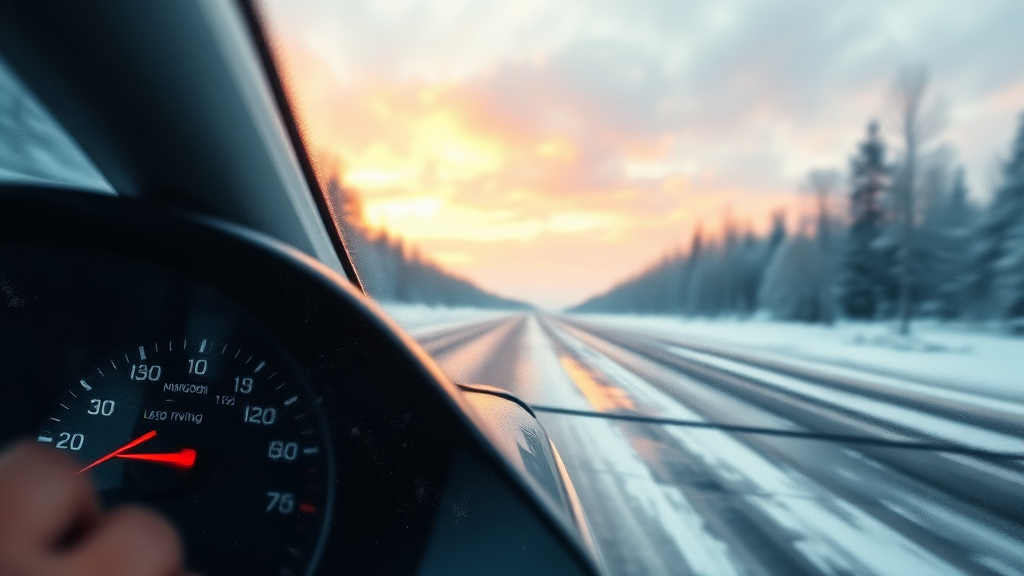 블랙아이스 구간 진입 시 (watercolor 스타일)