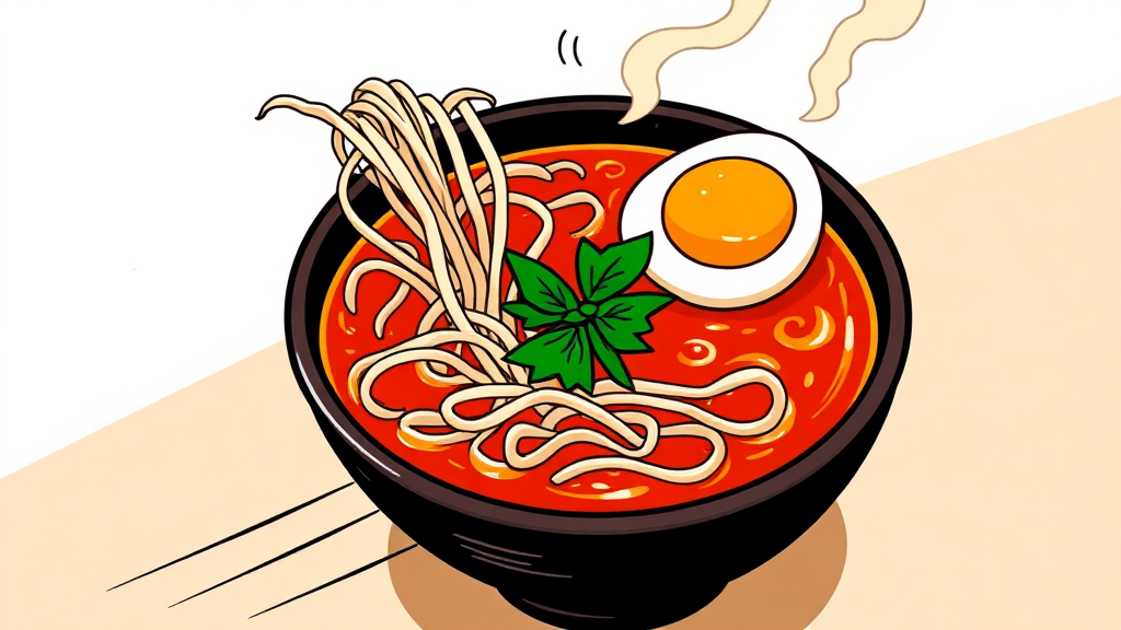 의정부 매운 라면 맛집 방문 (cartoon 스타일)