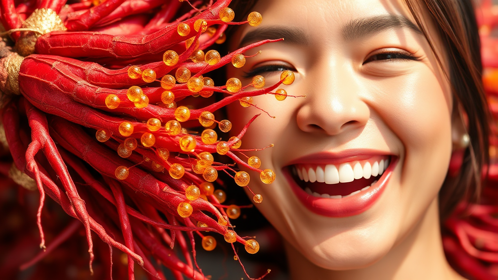 홍삼 속 사포닌 종류와 효능 (realistic 스타일)