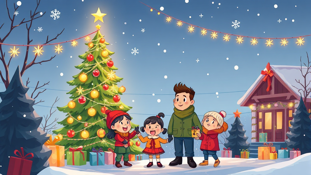 가족과 함께하는 크리스마스 코스 (cartoon 스타일)