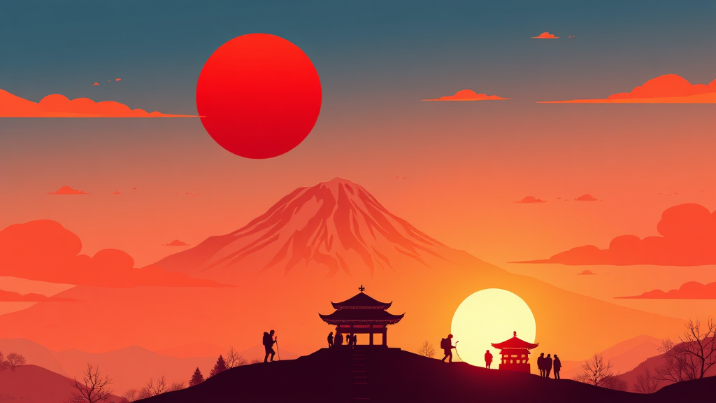 산 추천 명소 (cartoon 스타일)