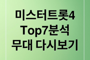 미스터트롯4 Top7 완전 분석: 전곡 무대 다시보기 및 선곡 비법 (비하인드 스토리)