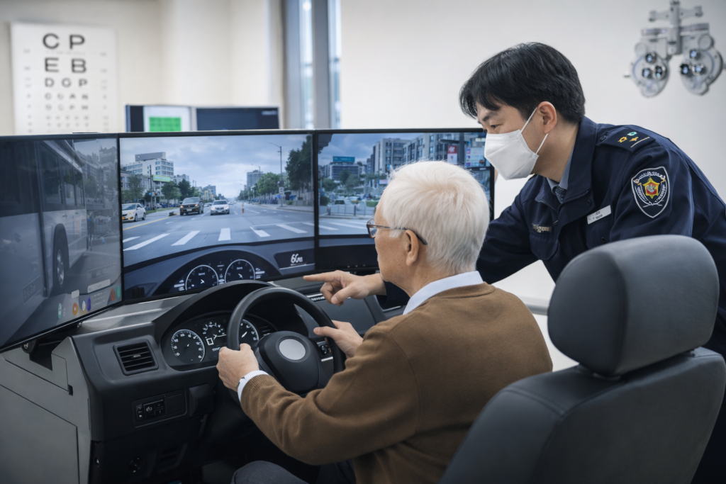 2026년 강화된 고령 운전자 적성검사 및 자격 유지 검사 장면