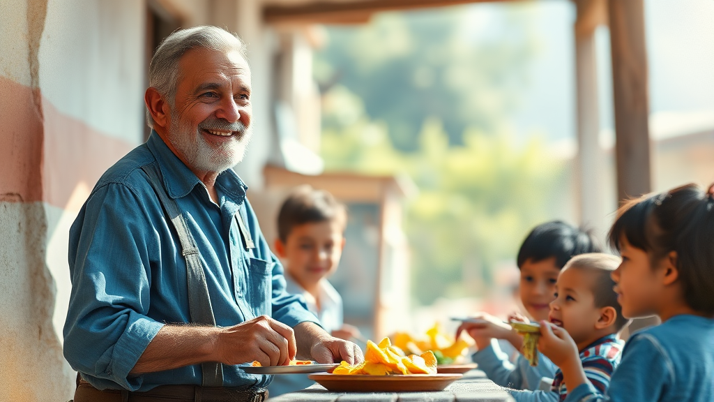 노인 일자리 및 사회활동 지원 (watercolor 스타일)