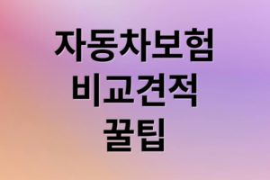 자동차보험 비교견적 보험료 절감 및 보장 선택, 가입 꿀팁!