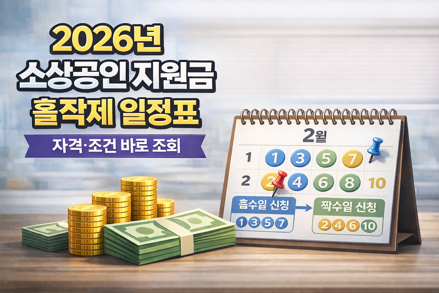 2026 소상공인 지원금 홀짝제 일정표