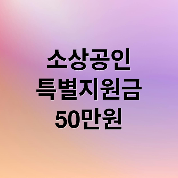 소상공인 특별지원금 50만원 신청방법 총정리｜대상·조건·지급일 한눈에