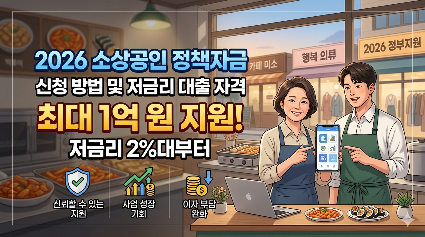 2026년 소상공인 정책자금 신청 자격 및 최대 1억 원 저금리 대출 방법 안내