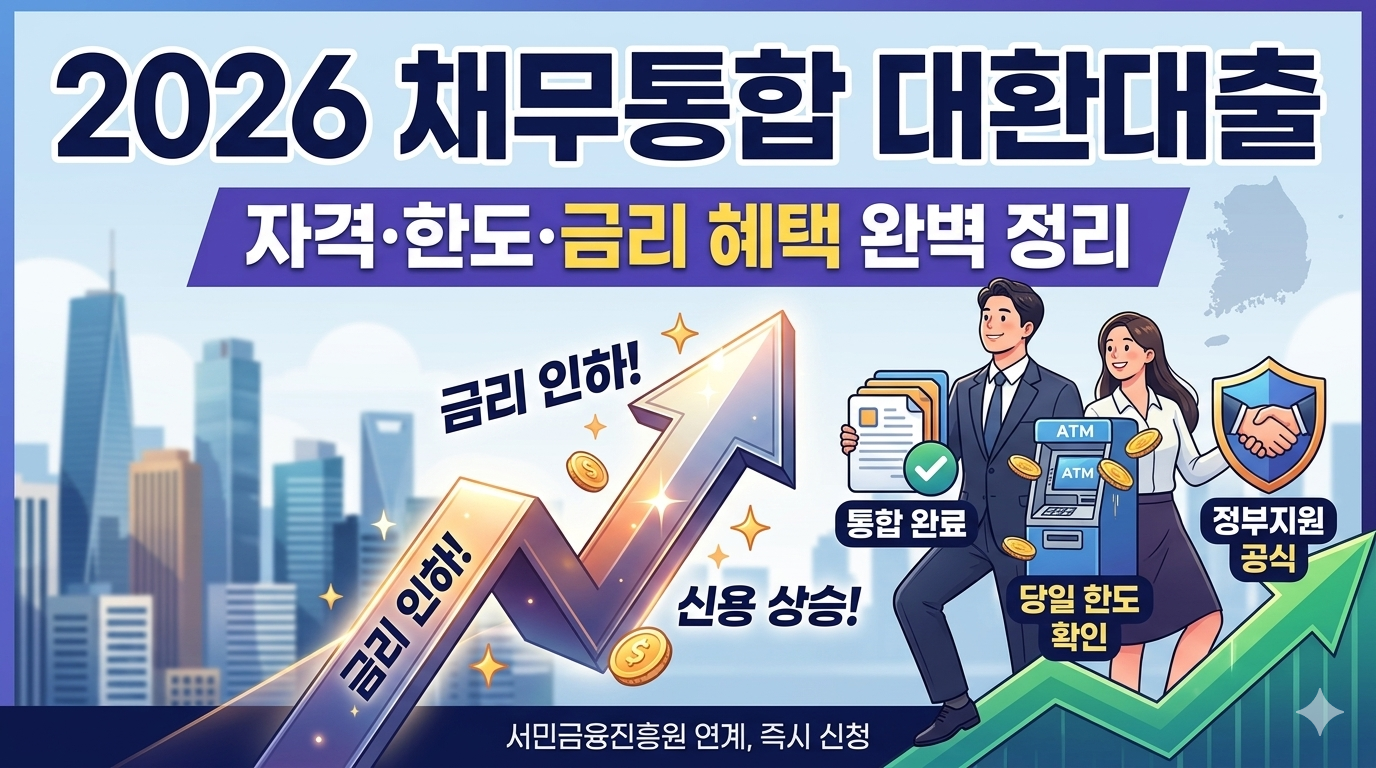 2026년 정부지원 채무통합 대환대출 자격 조건 및 금리 혜택 안내