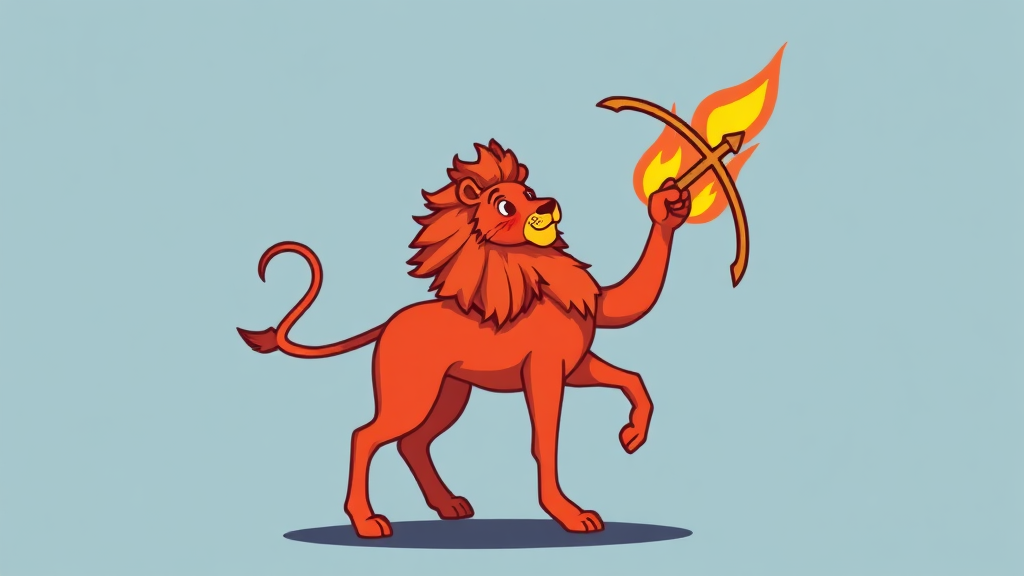 불의 원소 별자리: 양자리, 사자자리, 사수자리의 특징 (cartoon 스타일)