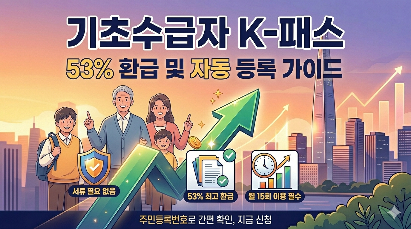 2026년 기초수급자 및 차상위계층 K-패스 53% 환급 신청 방법 및 자동 등록 가이드